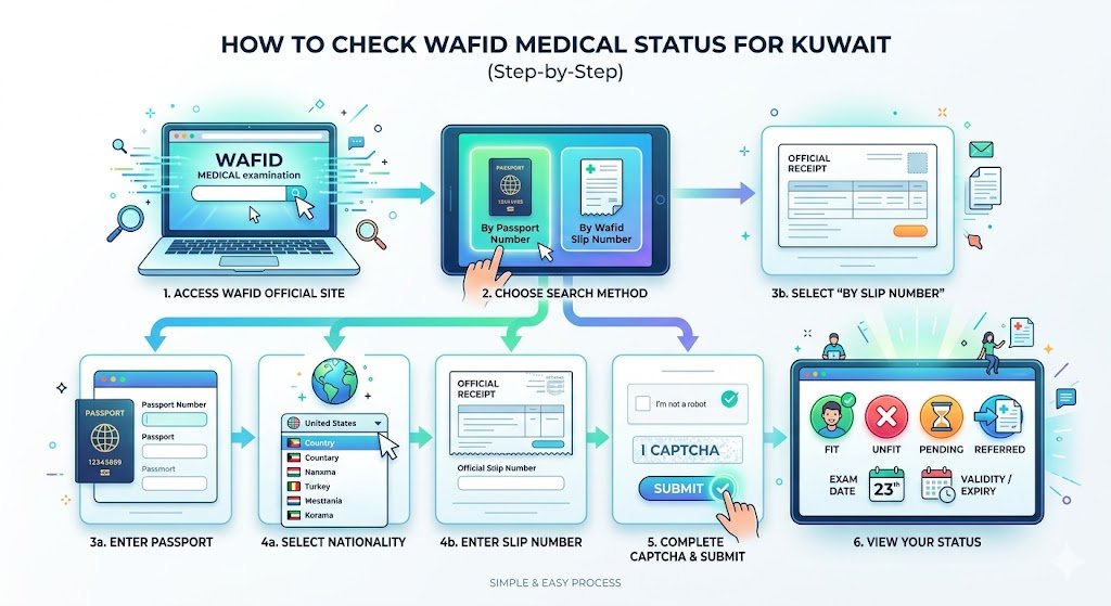 How to check Wafid medical status for Kuwait (step by step)